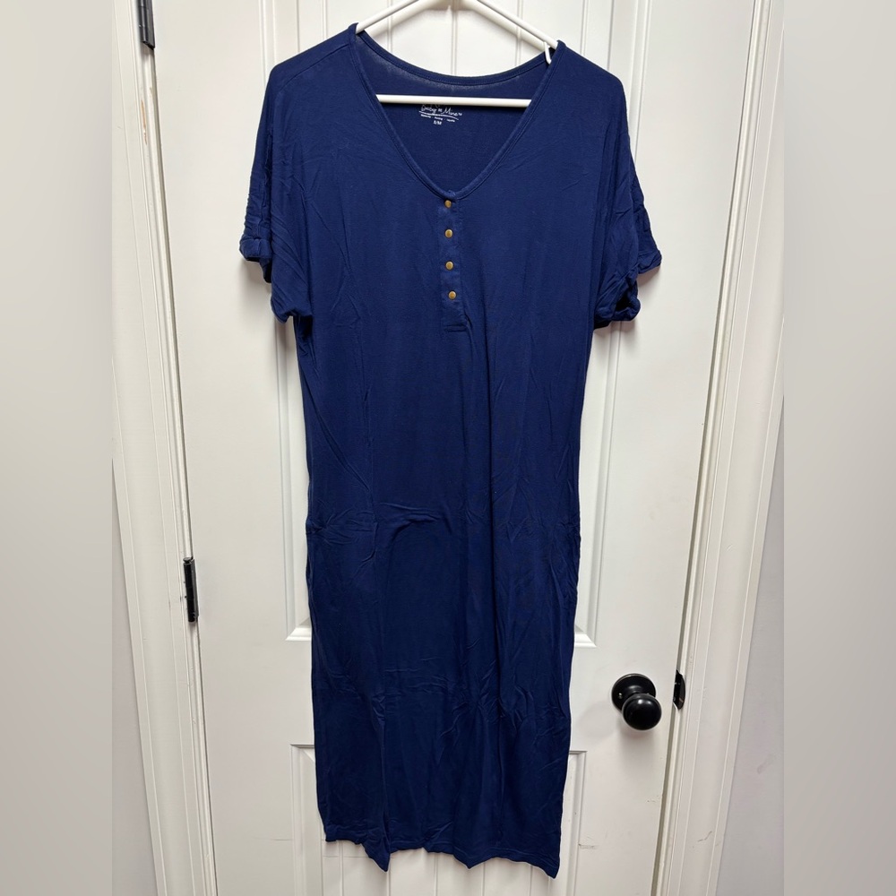 Baby Be Mine Navy Blue Nursing Nightgown
